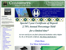 Tablet Screenshot of consumersfcu.org